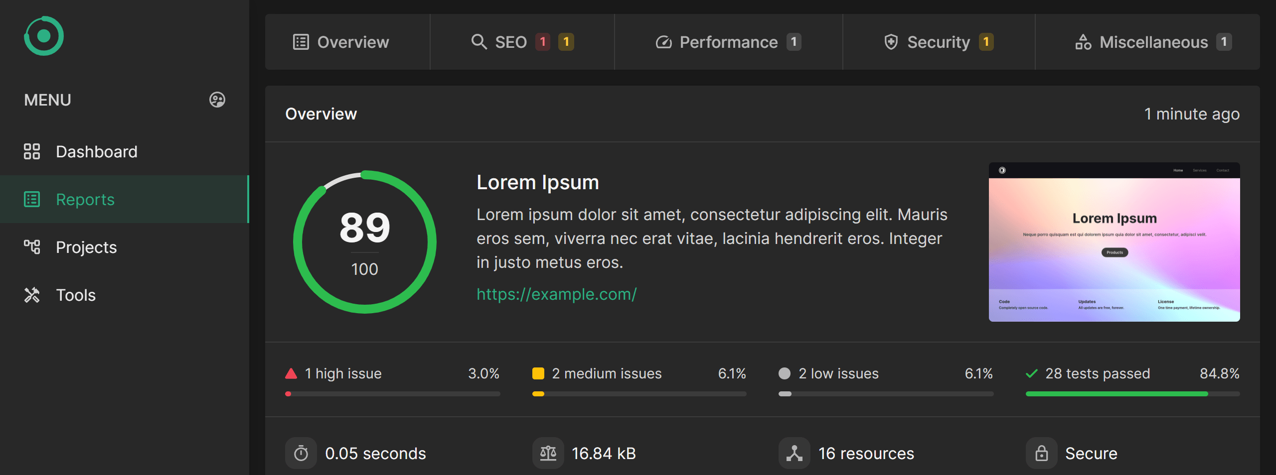 بررسی و رائه گزارش دقیق از وضعیت سئو سایت